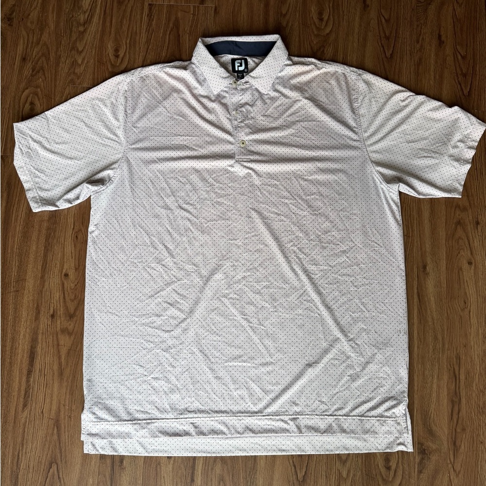 FootJoy White Polo with Subtle Dot Print